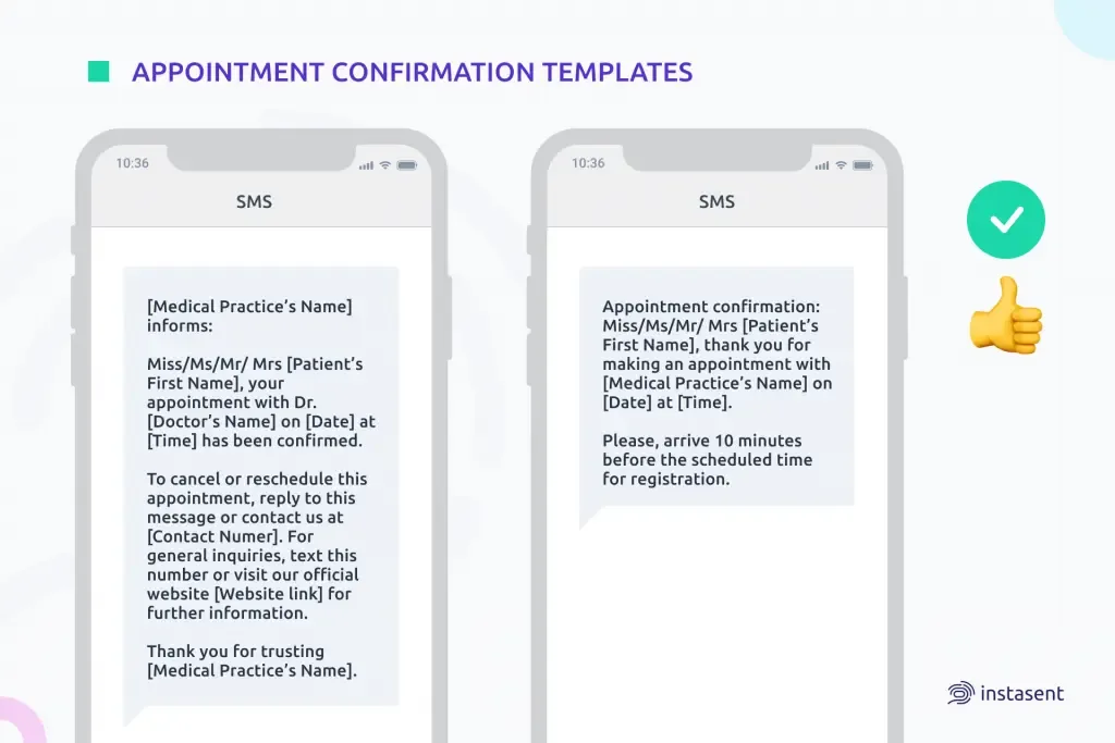 Doctor Appointment Confirmation Text Message Sample