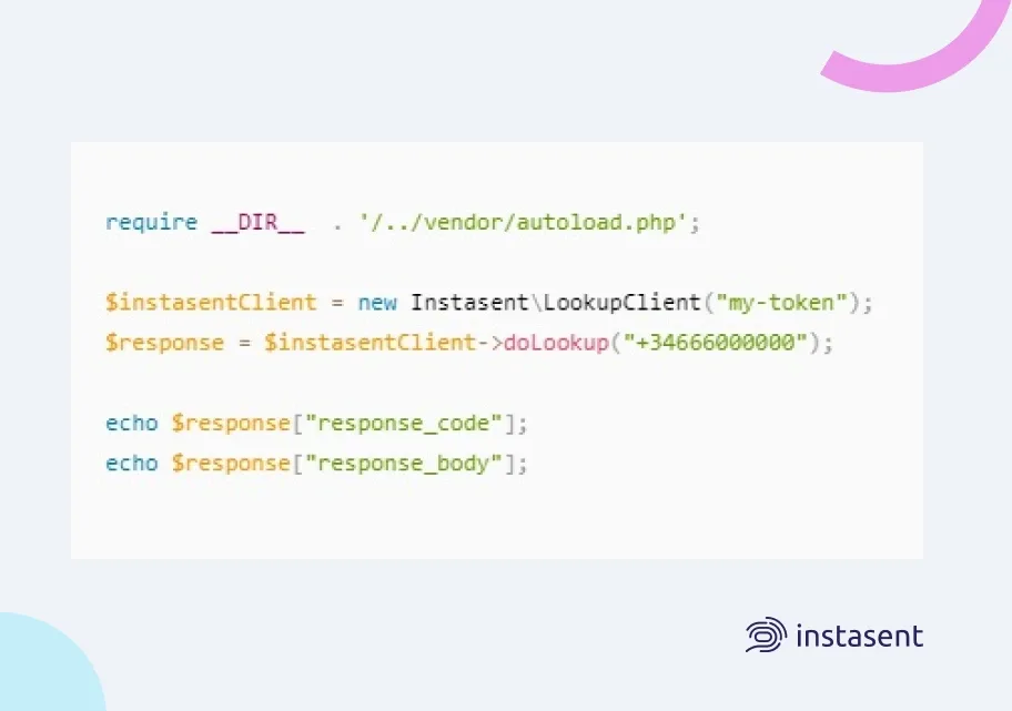 Instasent api php form